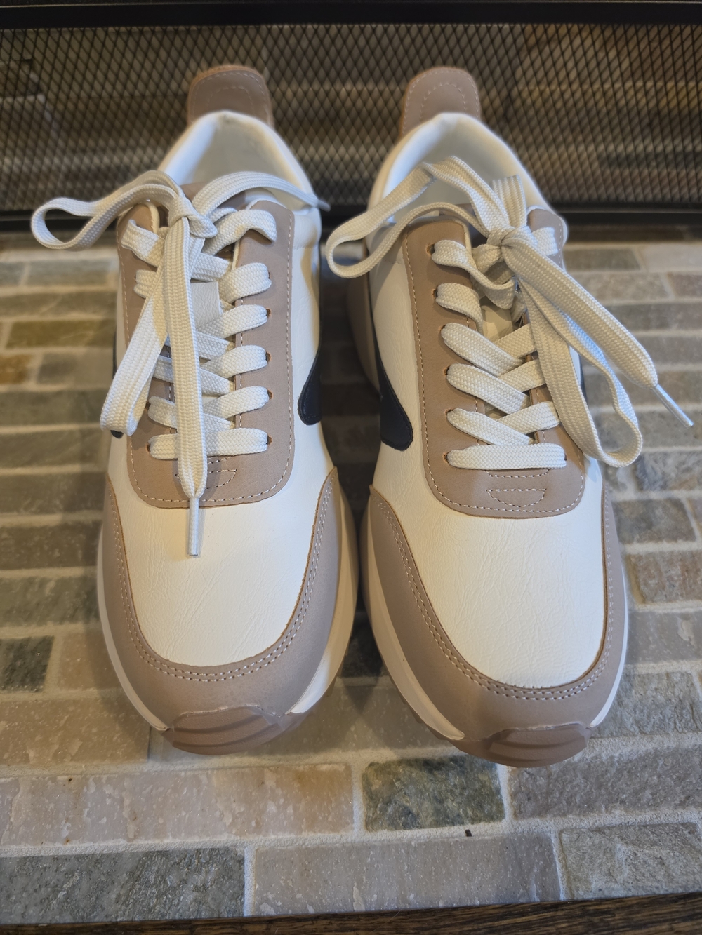 Dolce Vita White, Taupe and Black Women's Sneakers
